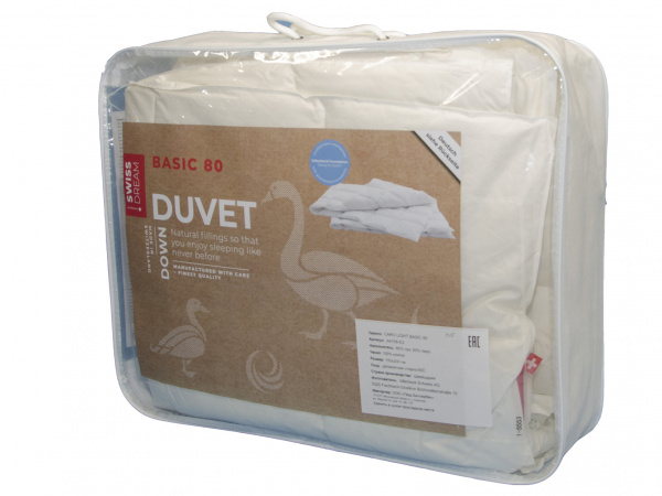 Пуховое одеяло Swiss Dream Basic 80 Caro Light (легкое) не ниже +20°С, утиный пух